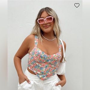 NWT - ALETA TOP PINK FLORAL